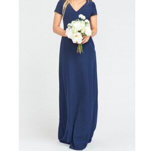 Show Me Your Mumu Geneva A-Line V-Neck Cap Sleeve Gown/Maxi Dress in Navy - NWT